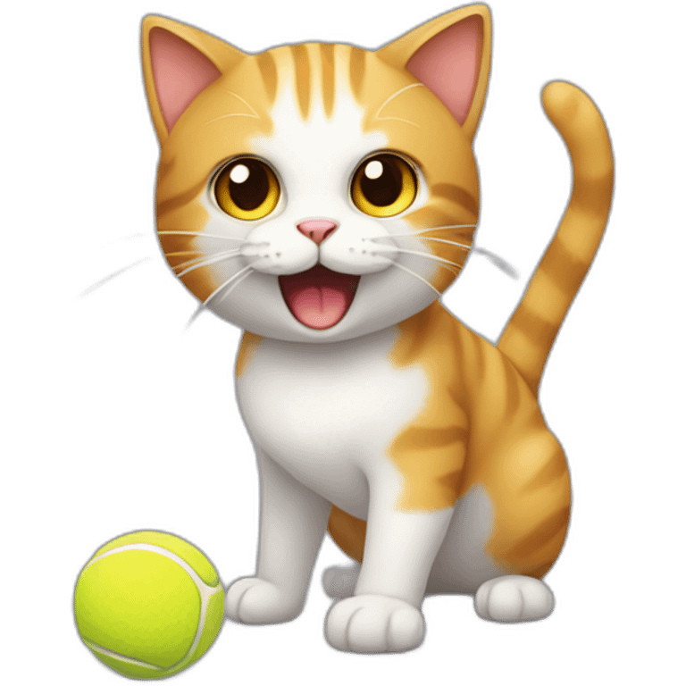 Cat playing with tennis ball emoji