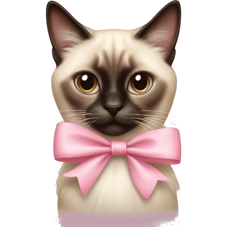 Long haired Siamese cat with pastel pink bow emoji