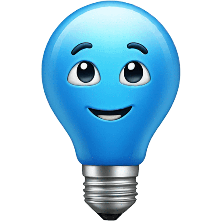 A blue bulb laughing emoji