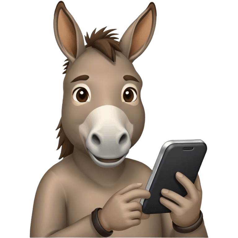 Donkey typing on cell phone emoji