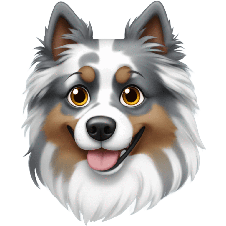 Blue Merle spitz nain with a One blue eye and One brown eyes  emoji