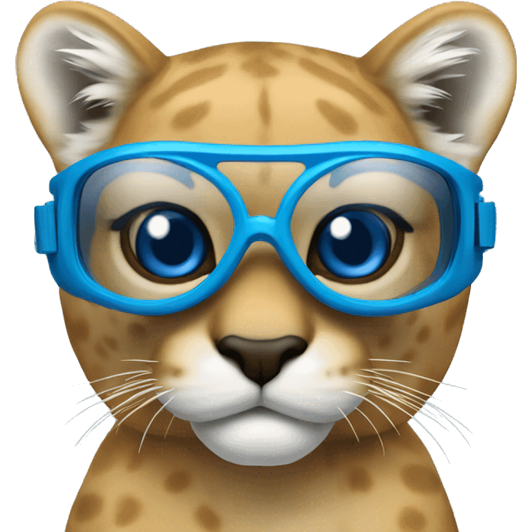 Cougar mascot with swim goggles emoji