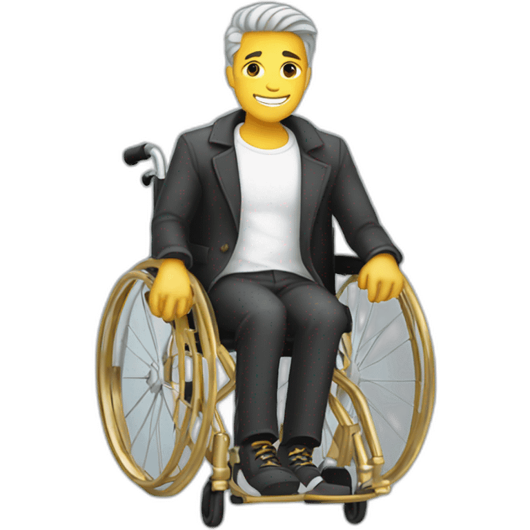 Guy on a wheelchair with gold chains emoji