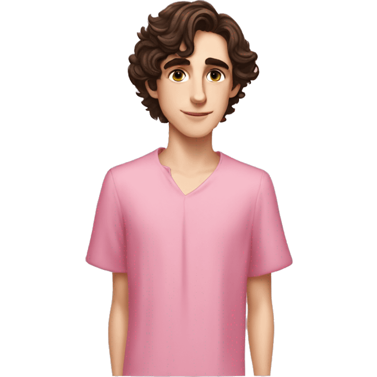 Timothy Chalamet in a pink dress emoji