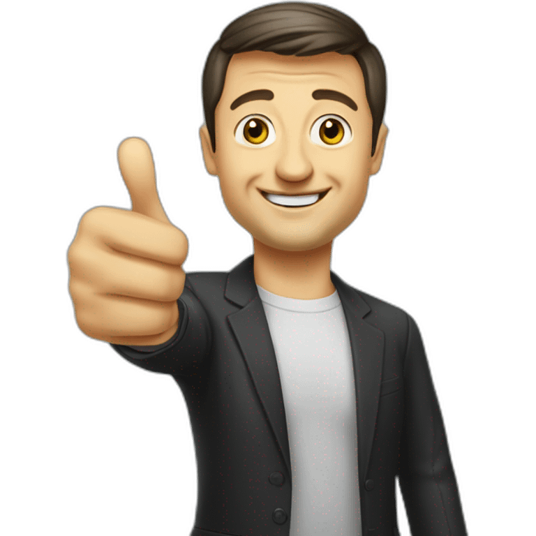 Vladimir Zelensky gives a thumbs up emoji