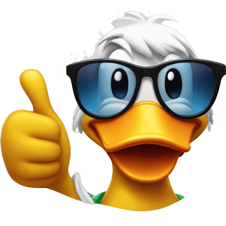 goofy duck giving thumb up with sun glasses emoji