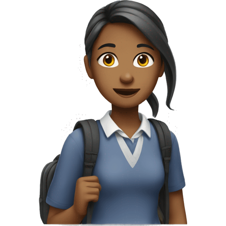 Girl goes to school.  emoji