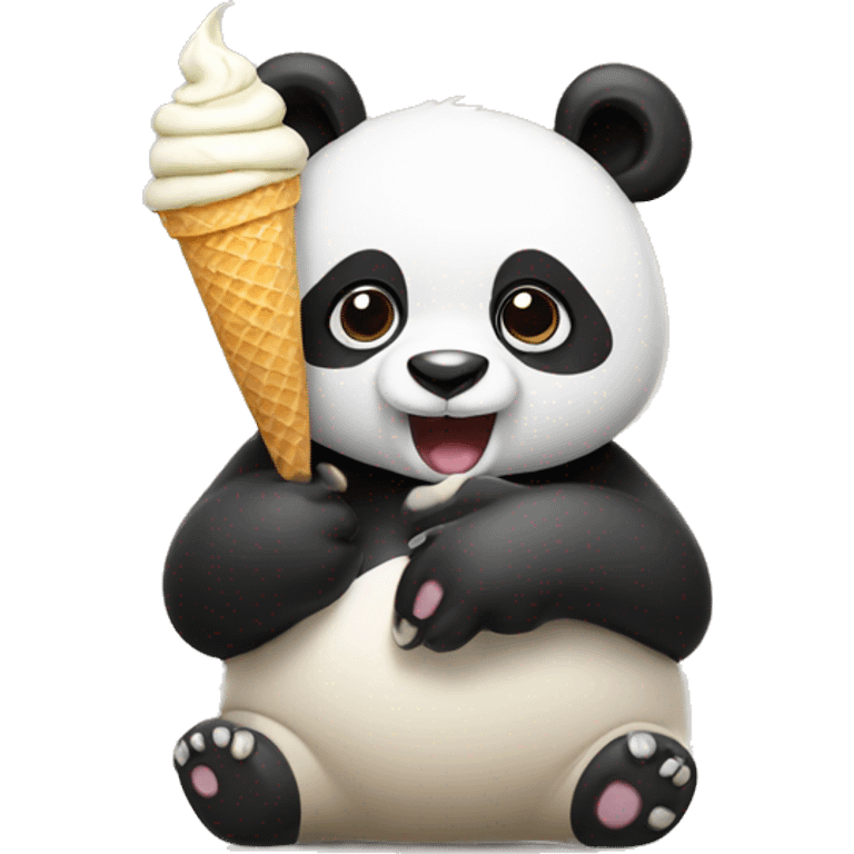 Panda eating ice cream emoji