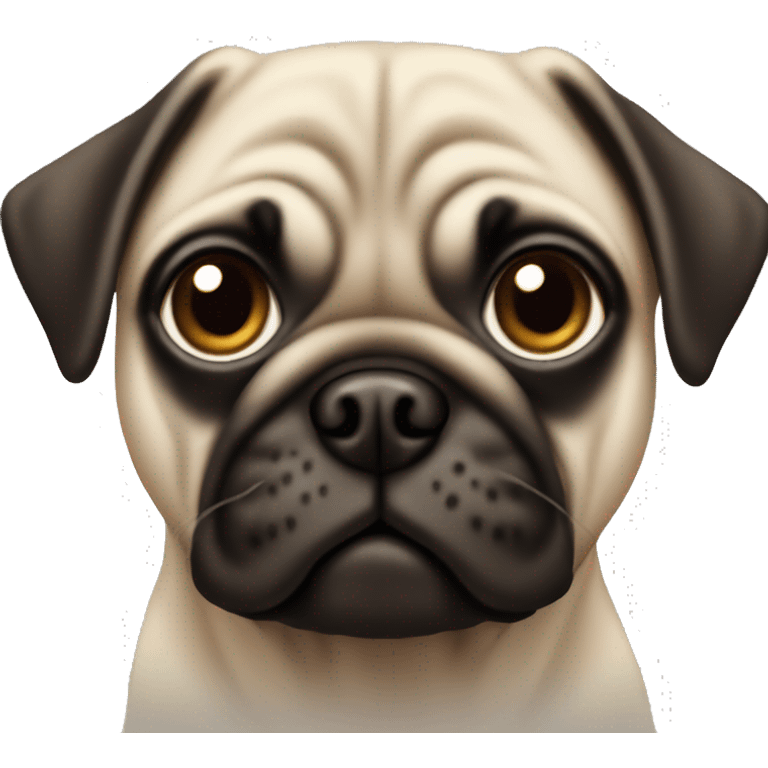 Tall slim pug with dark brown eyes sits  emoji