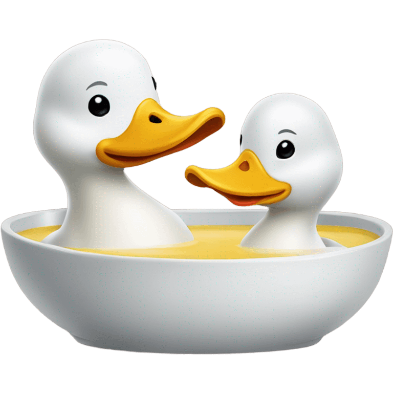 Two ducks eating soup emoji