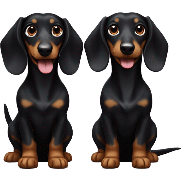 Two black long hair dachshunds together  emoji