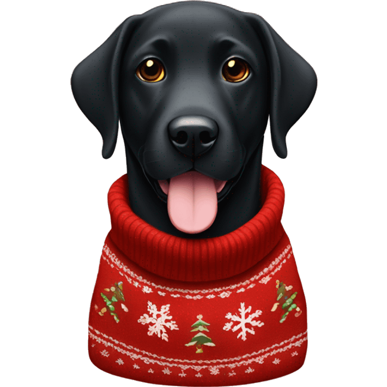 Black lab with a Christmas sweater emoji