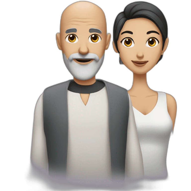 bald man with a gray beard with a thin woman with black hair emoji