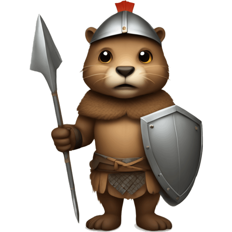 Beaver warrior, spear, shield, armour emoji