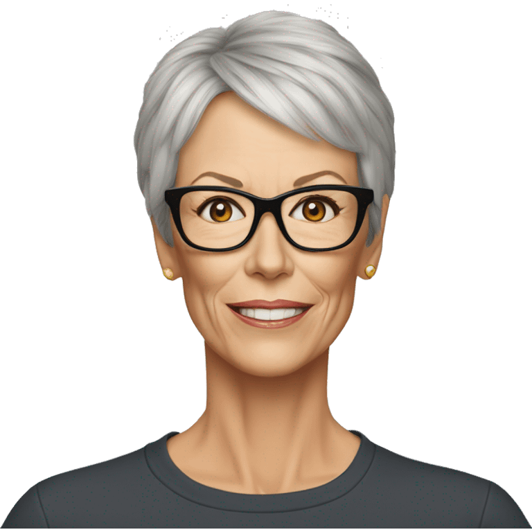 super realistic jamie lee curtis wearing tee emoji