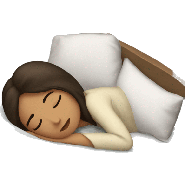 Brunette girl sleepy in bed emoji