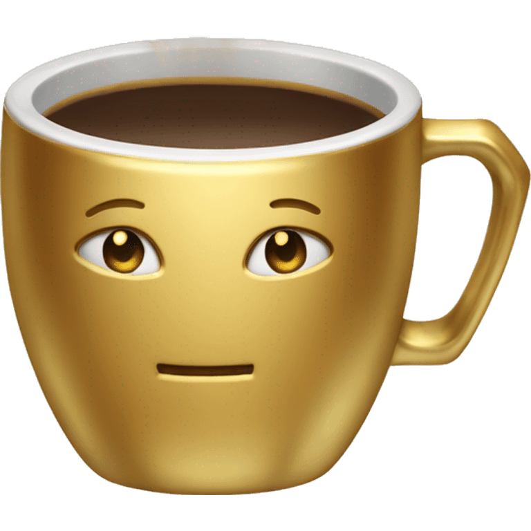 vintage Metallic Gold mug of coffe emoji