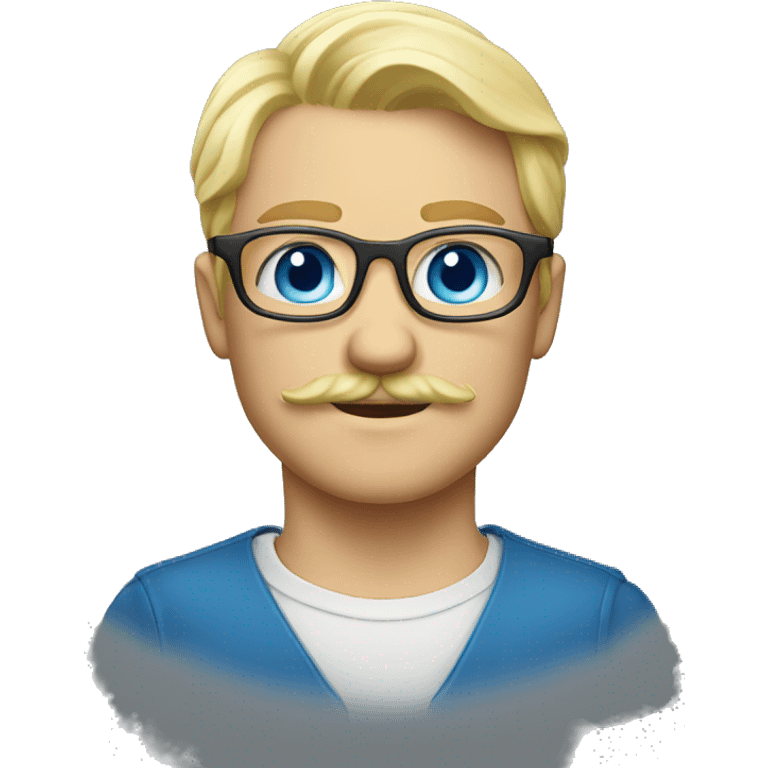 Blond, moustache, eyeglasses and blue eyes emoji