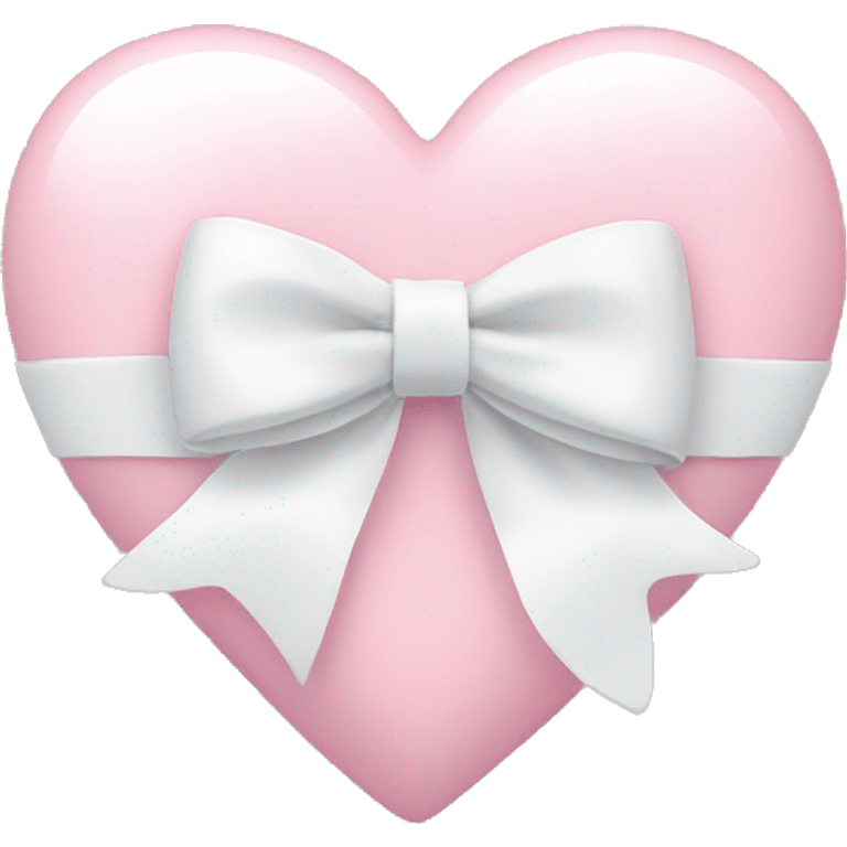 Pastel pink heart with white bow emoji