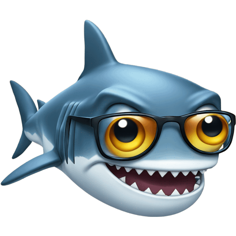 Shark with glasses and with five eyes emoji