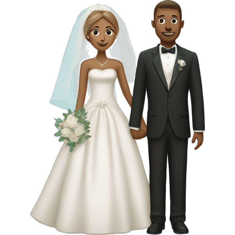 Tan bride and groom blue background emoji