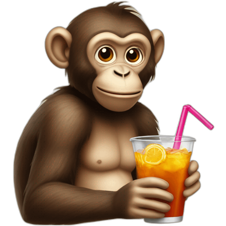 Monkey whobis drinking a soda with a straw emoji