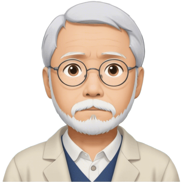 Hayao Miyazaki (filmmaker) – Cinematic Realistic Portrait of Hayao Miyazaki, portrayed with gentle, wise eyes and a thoughtful expression, set against a backdrop of whimsical sketches and animated landscapes reminiscent of Studio Ghibli, rendered with soft natural lighting and rich, detailed textures that evoke creative magic. emoji