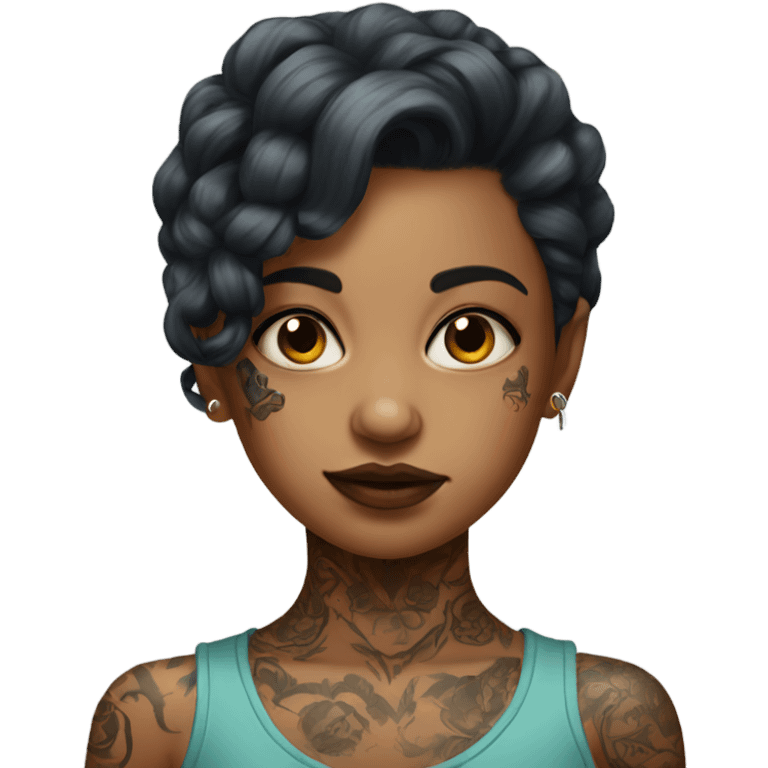 portrait of a girl with tattoos emoji