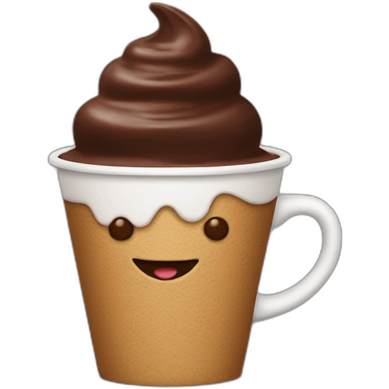 Chocolate icecream on a coffee emoji