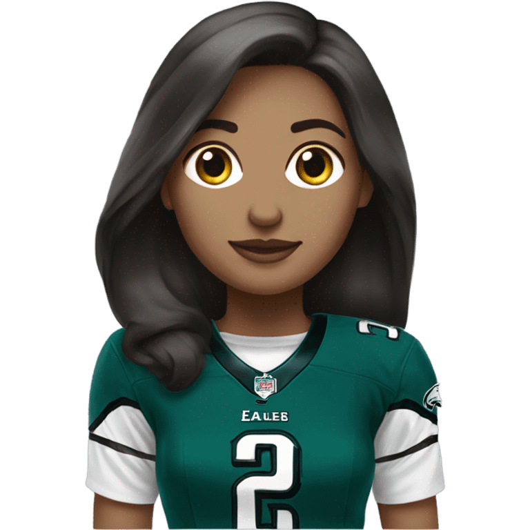  White female brunette wearing Philadelphia Eagles jersey emoji