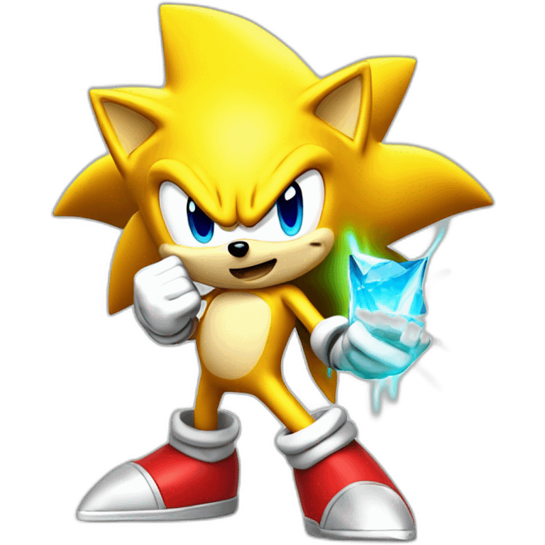 Super Sonic the hedgehog with à Chaos emerald emoji