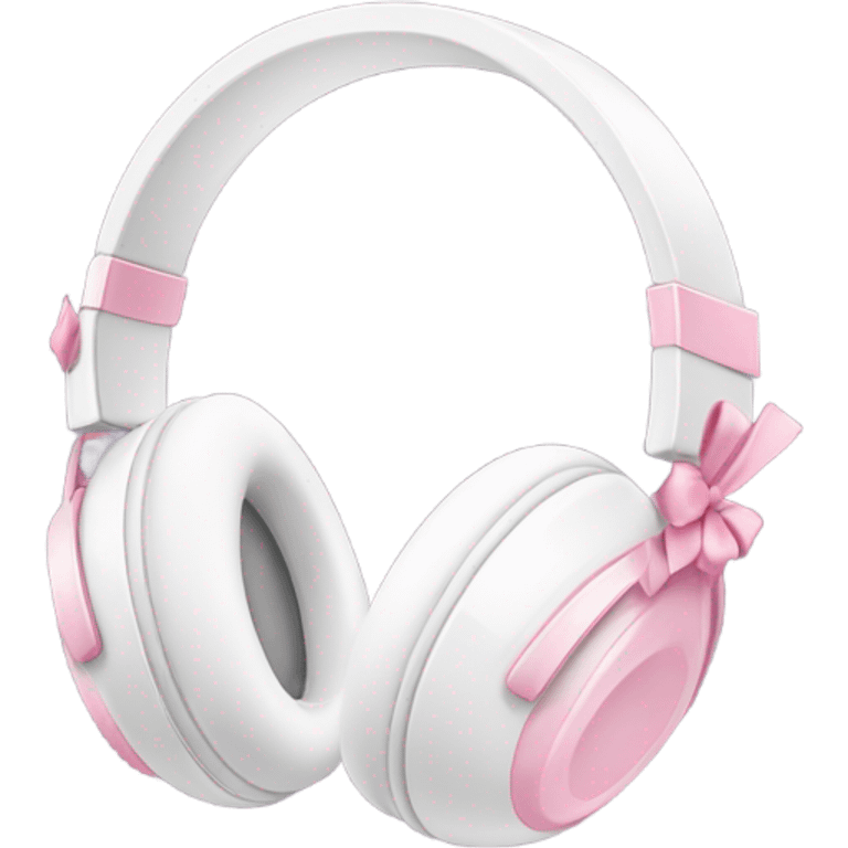 white headphones with baby pink bows emoji