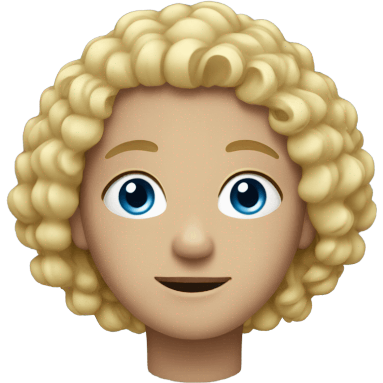 adult with blond curly hair and blue eye emoji