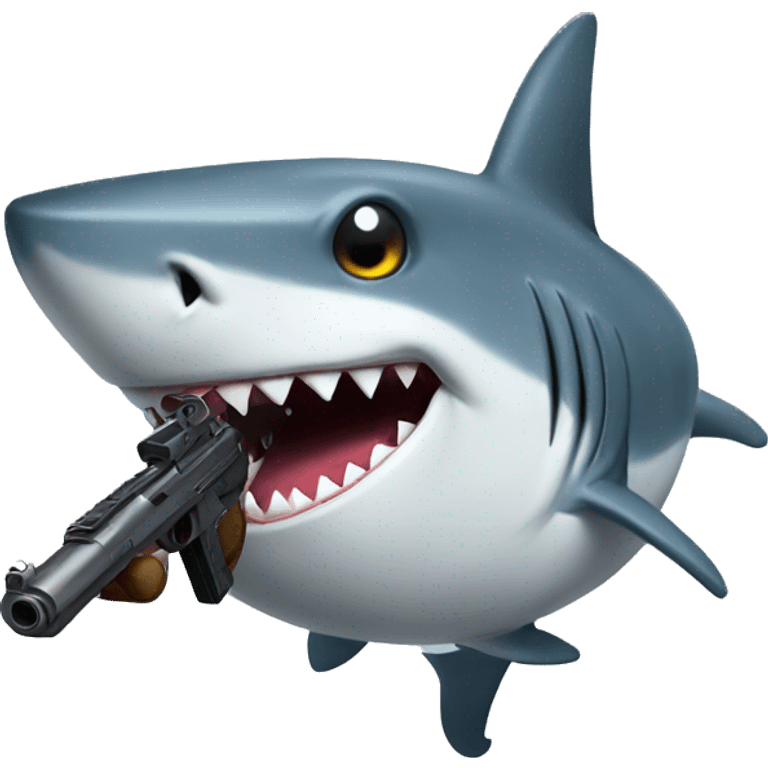 Shark holding a gun  emoji