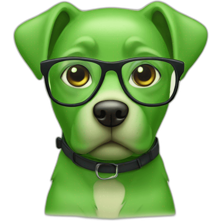 Green dog with glasses emoji