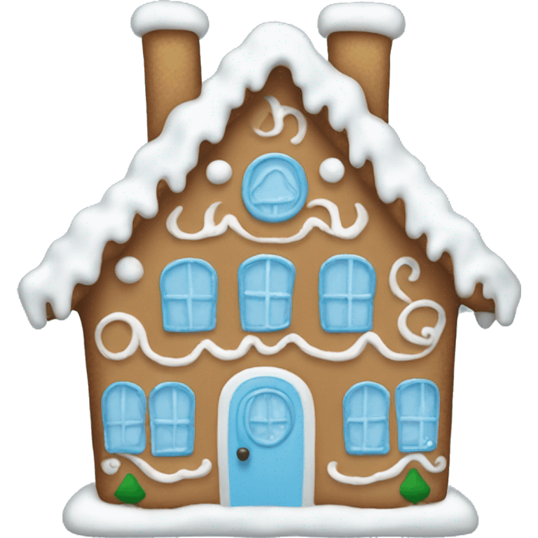 a light blue gingerbread house emoji