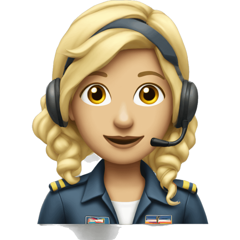 Blonde Pilot girl with nose headset emoji