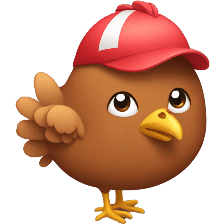 a brown chicken with a sweatband emoji