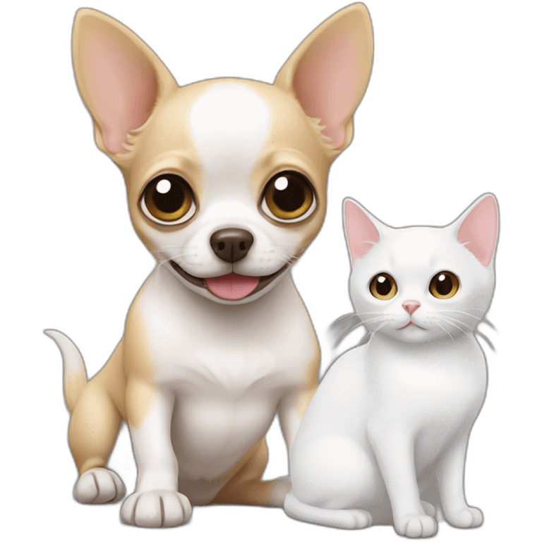 Chihuahua and white cat emoji