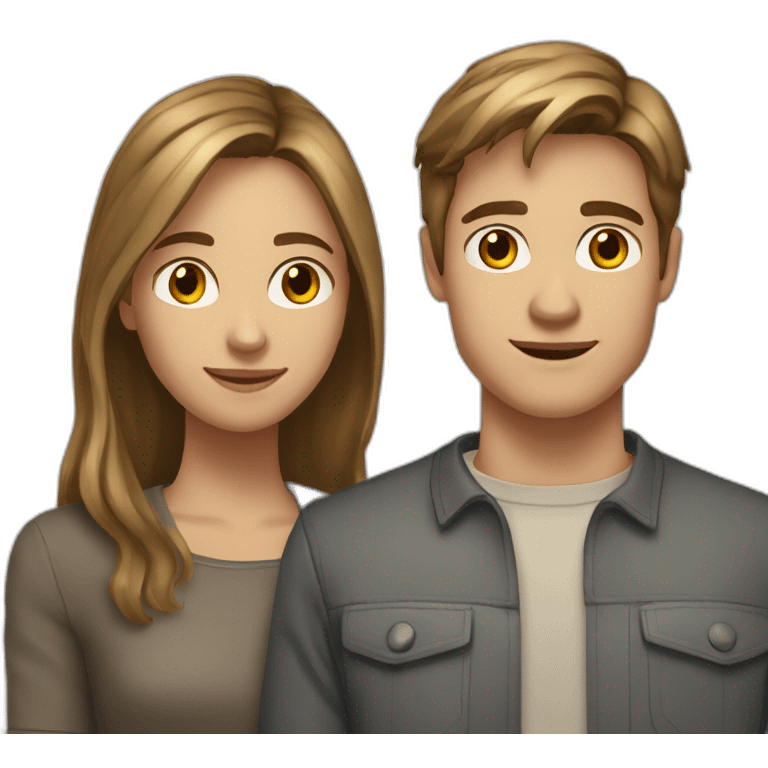 Young couple 20 years old, guy hast brown hair and girl dark blond, both are european emoji