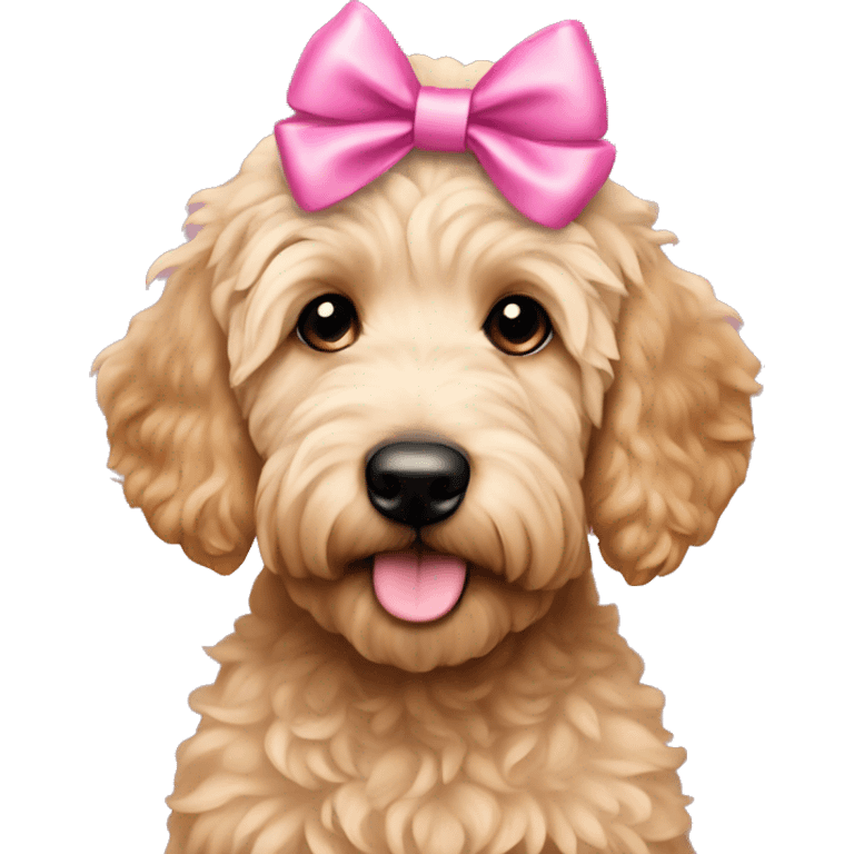 Puppy golden doodle with pink bows emoji