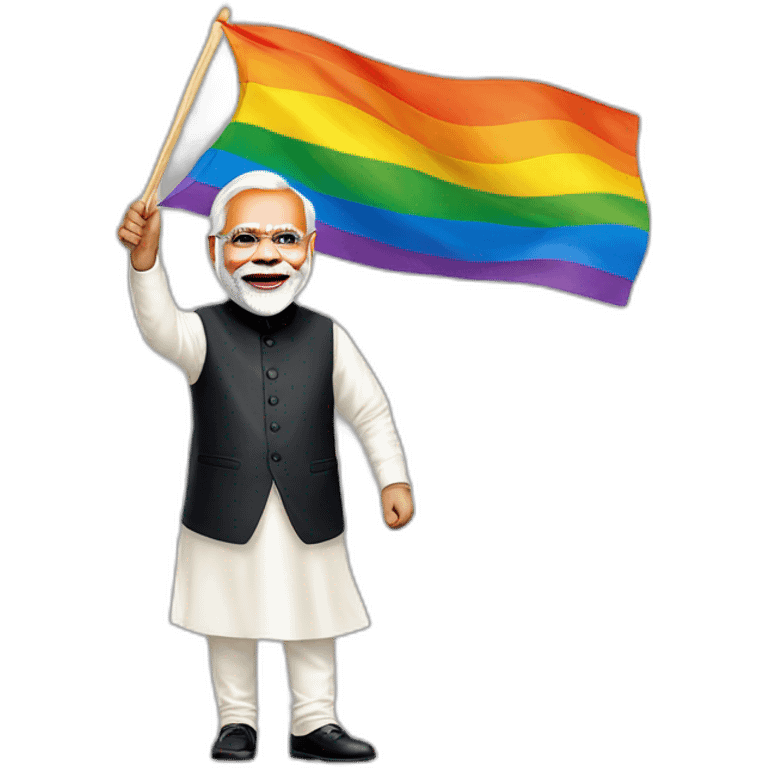 hyper realistic narendra modi waving lgbtq flag emoji