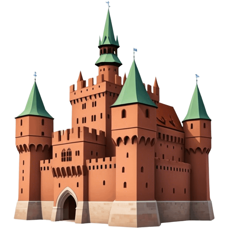 Cinematic Realistic Malbork Castle Landmark Emoji, depicted as an imposing medieval fortress rendered with rich detail and dramatic, historic lighting. emoji