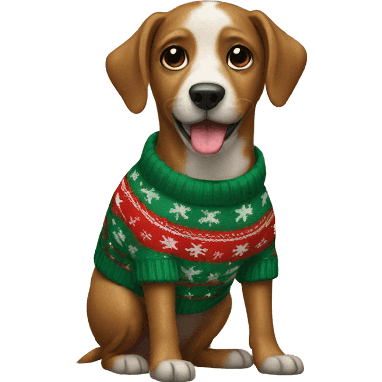 Dog with Christmas sweater emoji