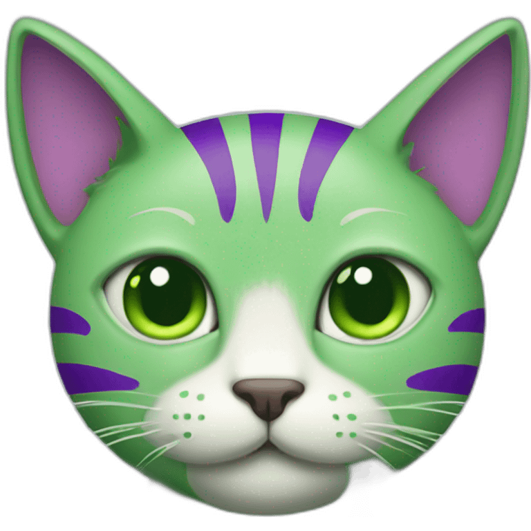 green cat with puple stripes emoji