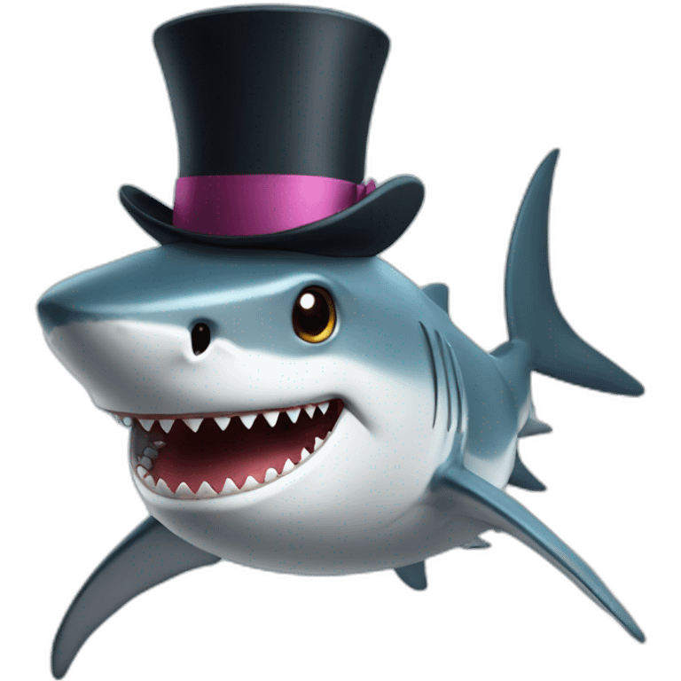 Shark with a top hat emoji