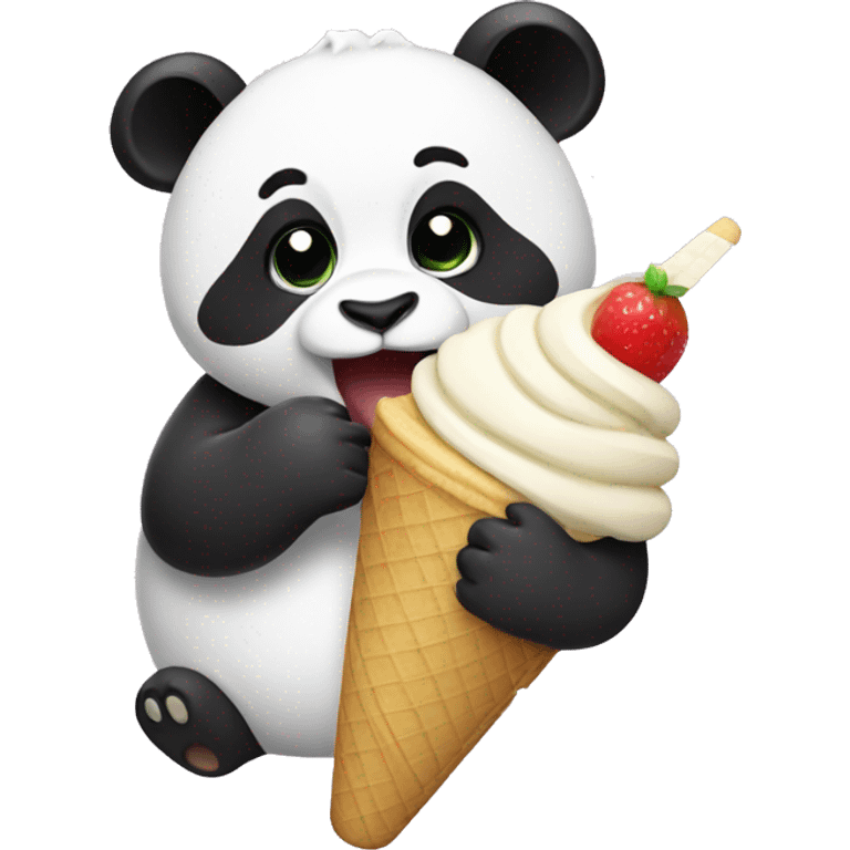 Panda eating ice cream emoji