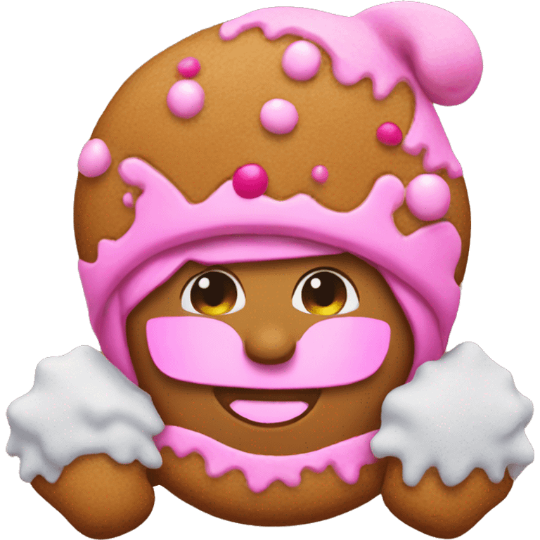 Winter gingerbread with pink now emoji