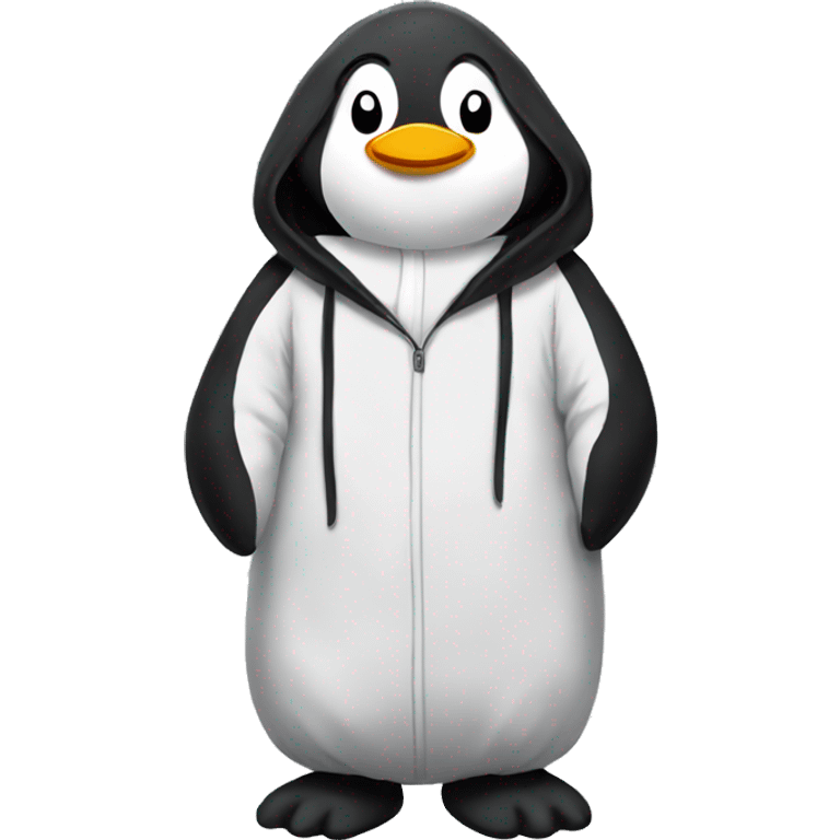 A guy dressed in a kigurumi penguin emoji