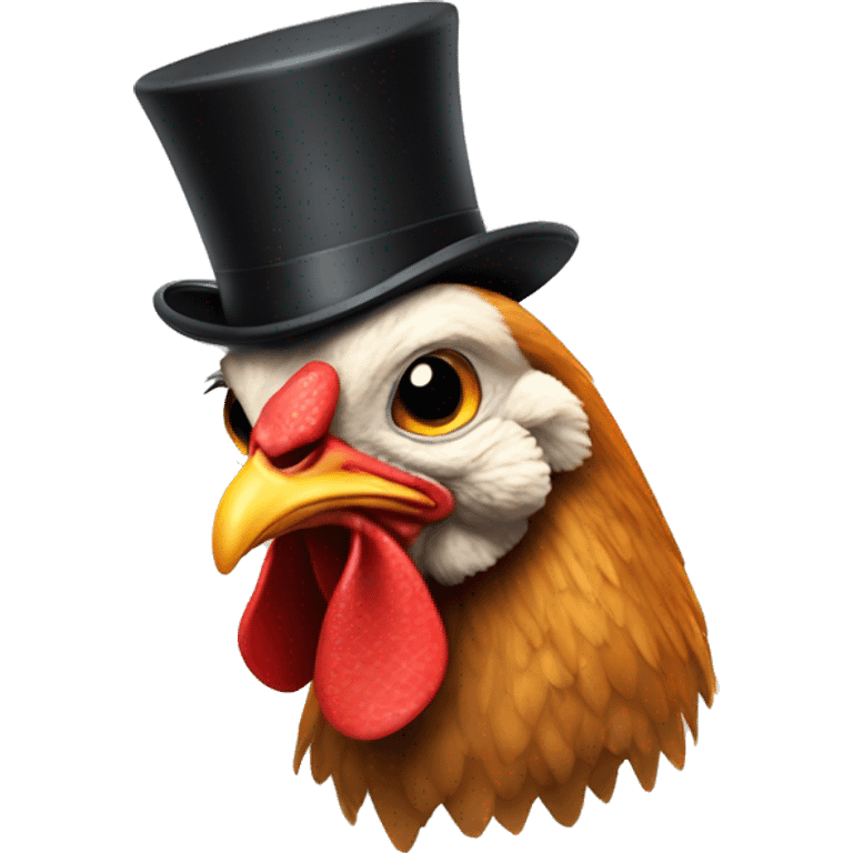 Chicken with top hat emoji